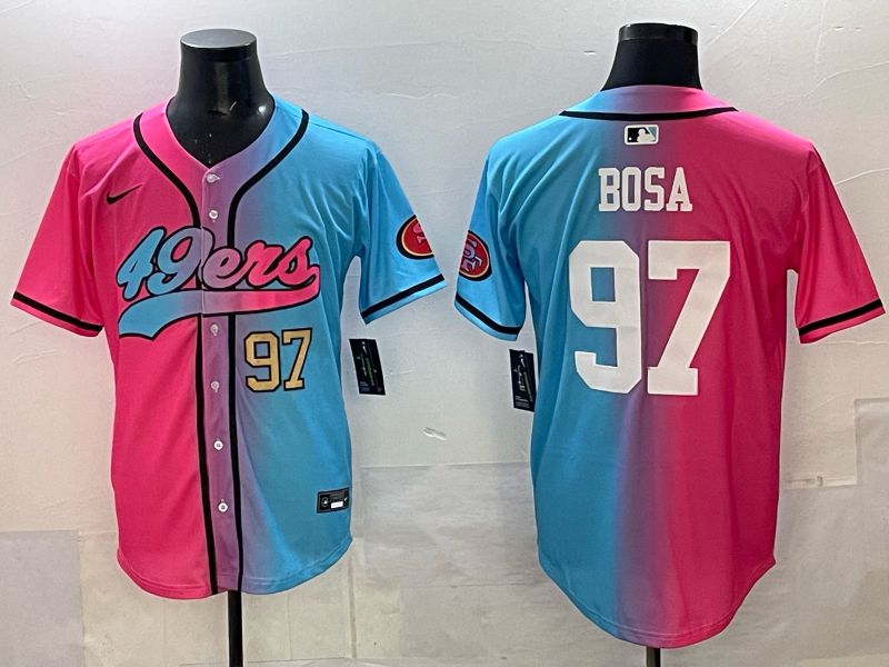 Men 2025 San Francisco 49ers #97 Bosa Pink Blue Nike Limited NFL Jersey 05->san francisco 49ers->NFL Jersey
